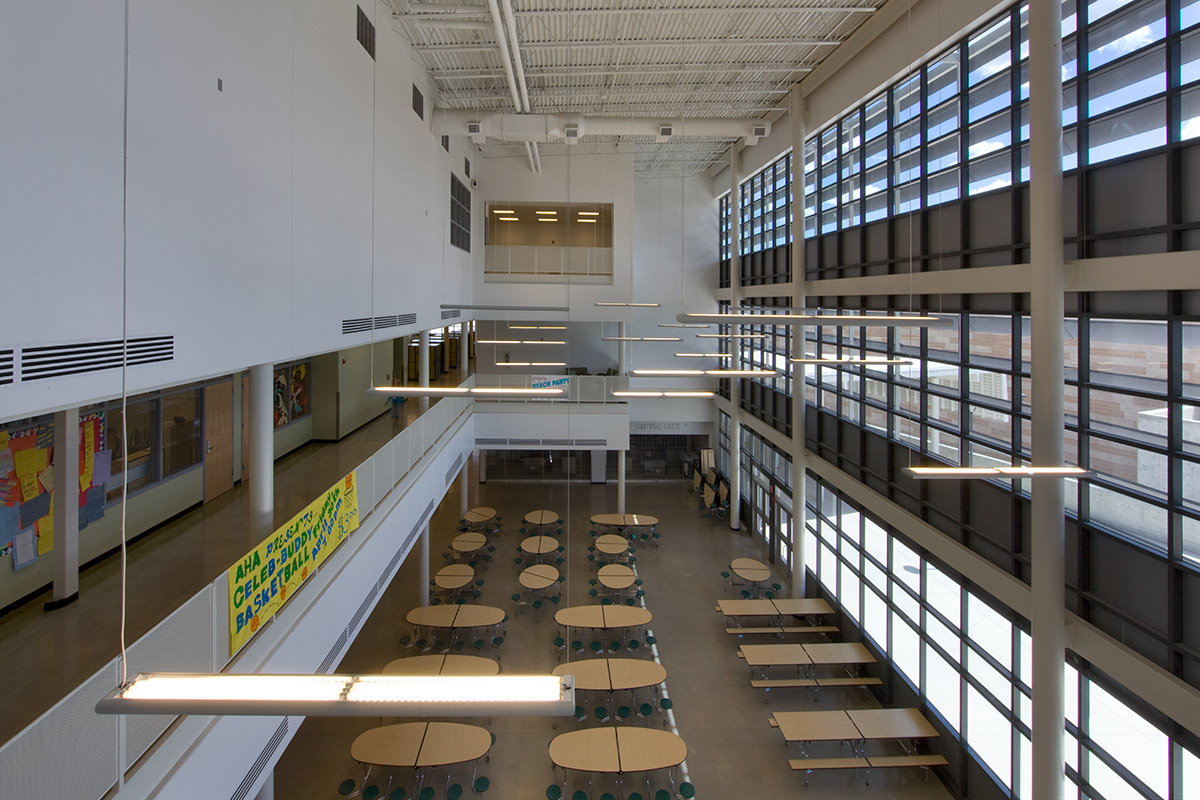 Interior design cafeteria view at Atrisco Academy High School - Albuquerque, NM